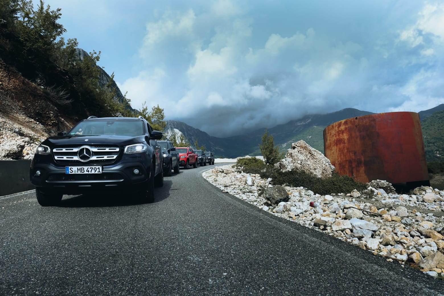 A 4x4 convoy touring the mountain region